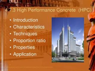 4.7.3 High Performance Concrete (HPC)