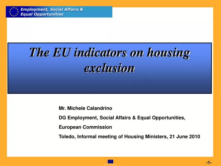 the eu indicators on housing exclusion