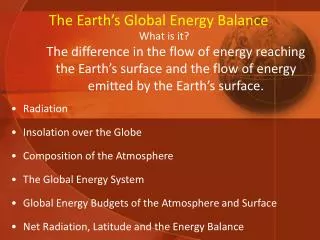 The Earth’s Global Energy Balance
