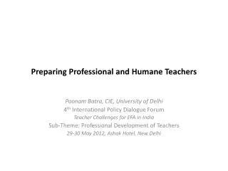 Preparing Professional and Humane Teachers