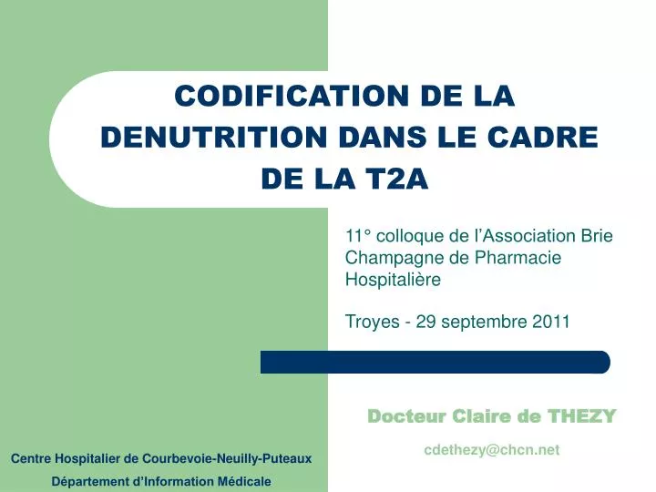 codification de la denutrition dans le cadre de la t2a