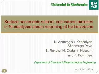 Surface nanometric sulphur and carbon moieties in Ni-catalyzed steam reforming of hydrocarbons