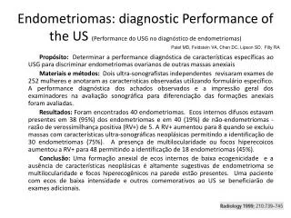 endometriomas diagnostic performance of the us performance do usg no diagn stico de endometriomas