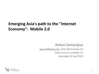 Emerging Asia's path to the &quot;Internet Economy &quot;: Mobile 2.0