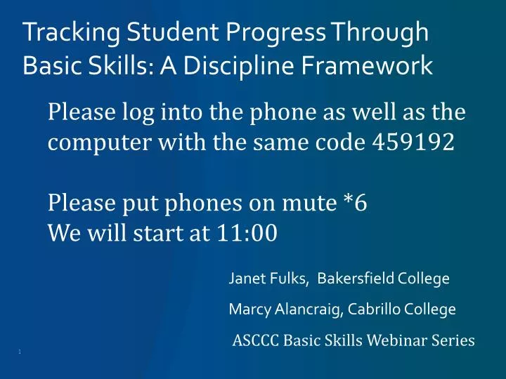 tracking student progress through basic skills a discipline framework