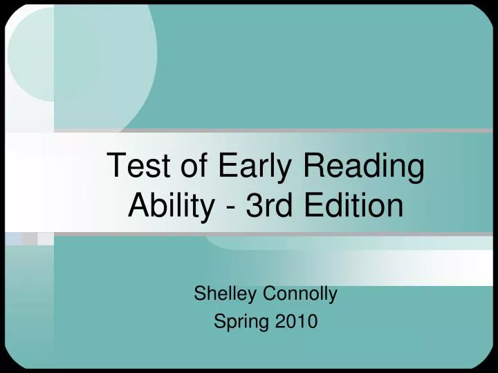 test of early reading ability 3rd edition