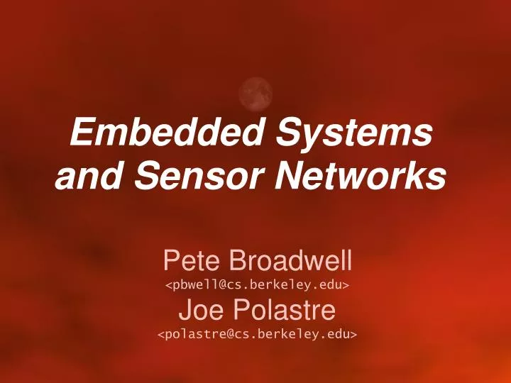 embedded systems and sensor networks