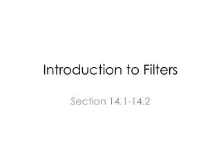 Introduction to Filters