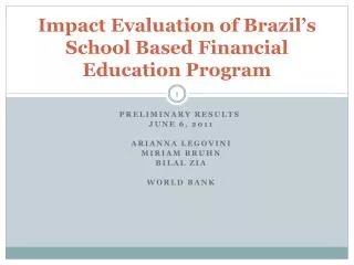 Impact Evaluation of Brazil’s School Based Financial Education Program