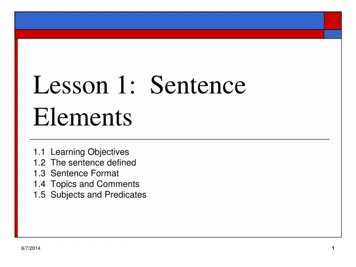 lesson 1 sentence elements