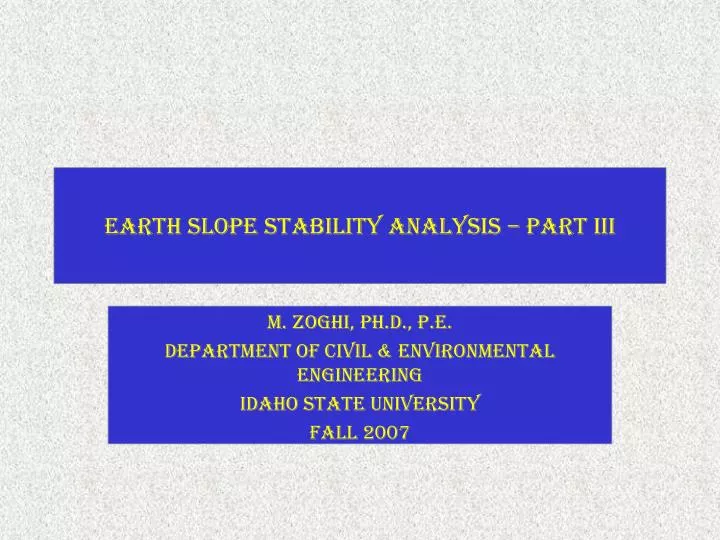earth slope stability analysis part iii