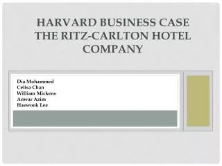 HaRvard Business Case The Ritz-Carlton Hotel Company