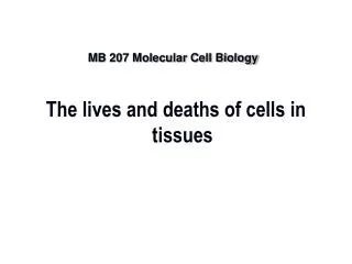 MB 207 Molecular Cell Biology