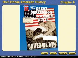Section 1 Depression and Recovery Section 2 African Americans in World War II Section 3 Social and Cultural Changes
