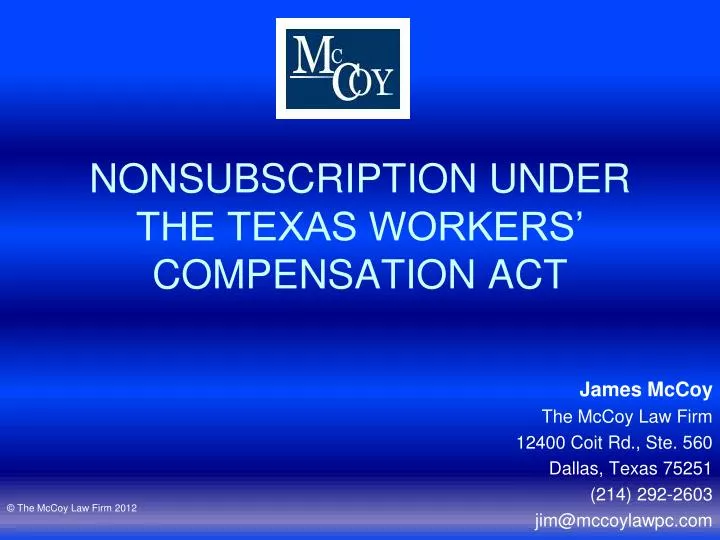 nonsubscription under the texas workers compensation act