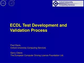 ECDL Test Development and Validation Process