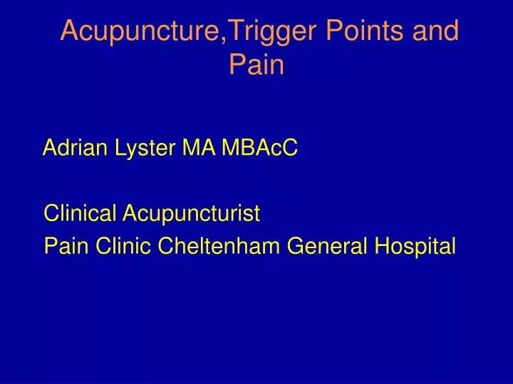 acupuncture trigger points and pain