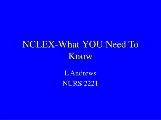 NCLEX-What YOU Need To Know