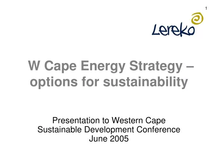 w cape energy strategy options for sustainability