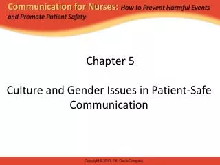 Chapter 5 Culture and Gender Issues in Patient-Safe Communication