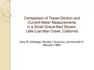 Comparison of Tracer-Dilution and Current-Meter Measurements in a Small Gravel-Bed Stream, Little Lost Man Creek, Cal