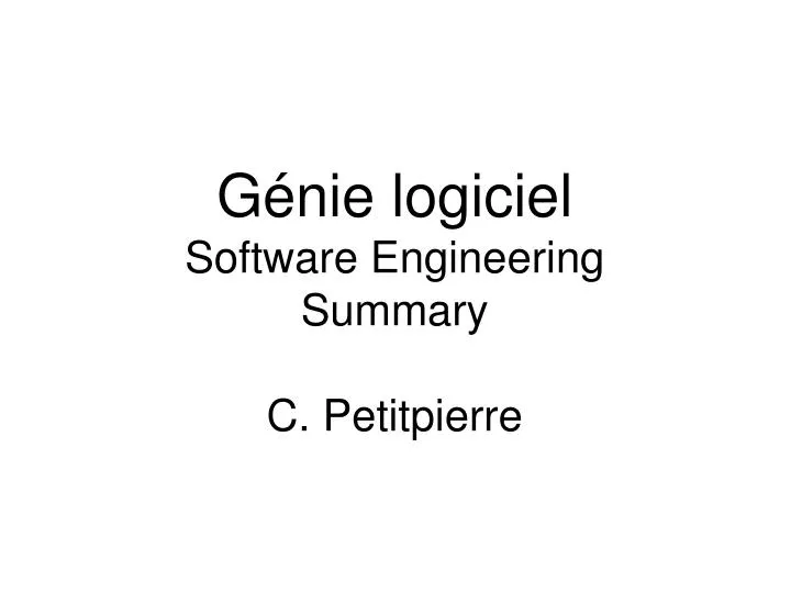 g nie logiciel software engineering summary c petitpierre