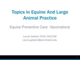 Topics in Equine And Large Animal Practice