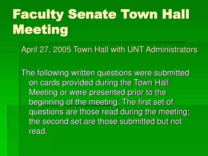 faculty senate town hall meeting