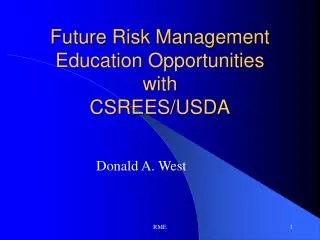 Future Risk Management Education Opportunities with CSREES/USDA