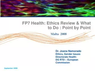 FP7 Health: Ethics Review &amp; What to Do : Point by Point