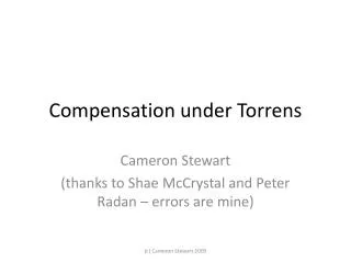 Compensation under Torrens