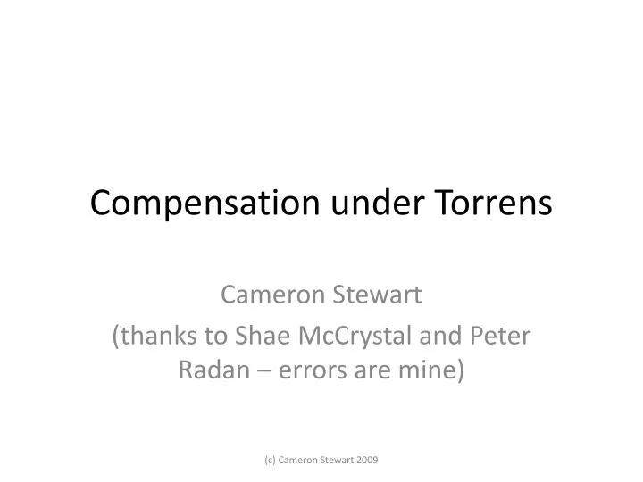 compensation under torrens