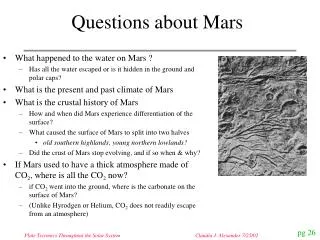 Questions about Mars