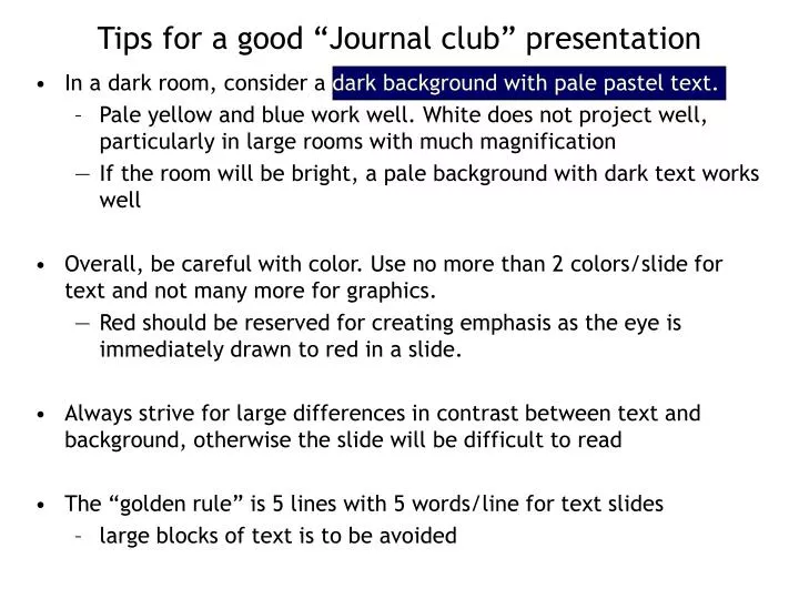 tips for a good journal club presentation