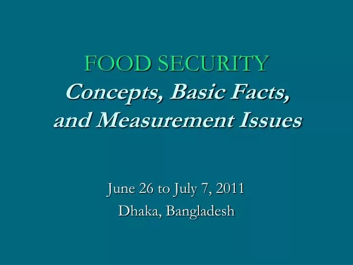 food security c oncepts basic facts and measurement issues