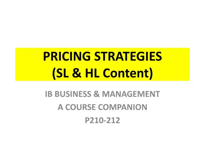 pricing strategies sl hl content