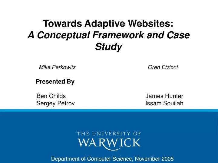 towards adaptive websites a conceptual framework and case study mike perkowitz oren etzioni