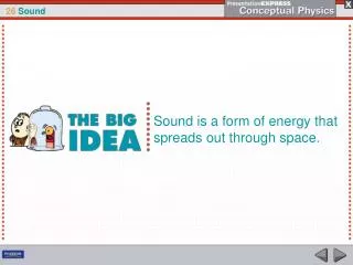 Sound is a form of energy that spreads out through space.