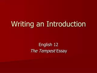 Writing an Introduction