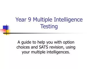 Year 9 Multiple Intelligence Testing