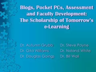 Blogs, Pocket PCs, Assessment and Faculty Development: The Scholarship of Tomorrow’s e-Learning