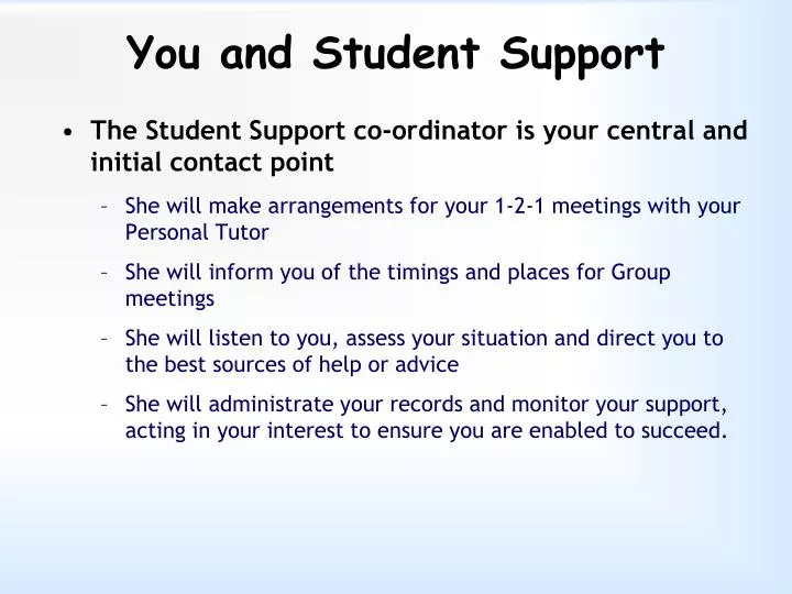 you and student support