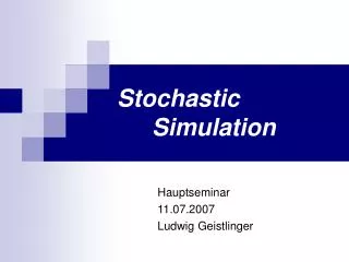 stochastic simulation