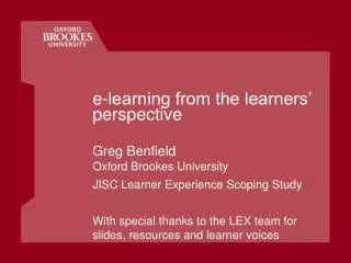 e-learning from the learners’ perspective