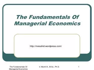 The Fundamentals Of Managerial Economics