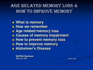 Age Related Memory Loss &amp; How to Improve Memory