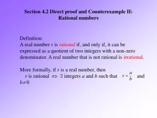 Section 4.2 Direct proof and Counterexample II: Rational numbers