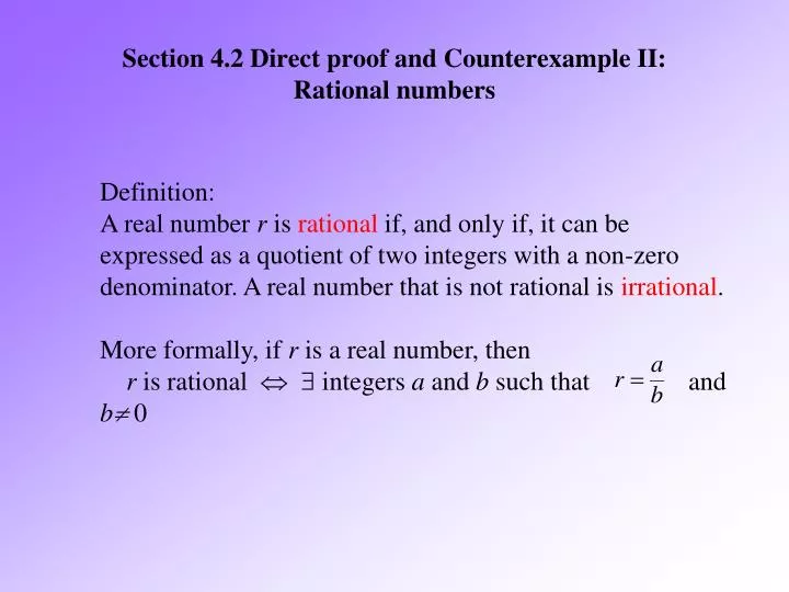 PPT - Section 4.2 Direct Proof And Counterexample II: Rational Numbers ...