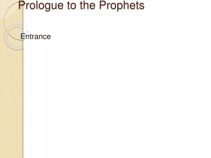 prologue to the prophets