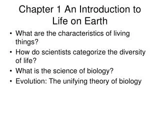Chapter 1 An Introduction to Life on Earth
